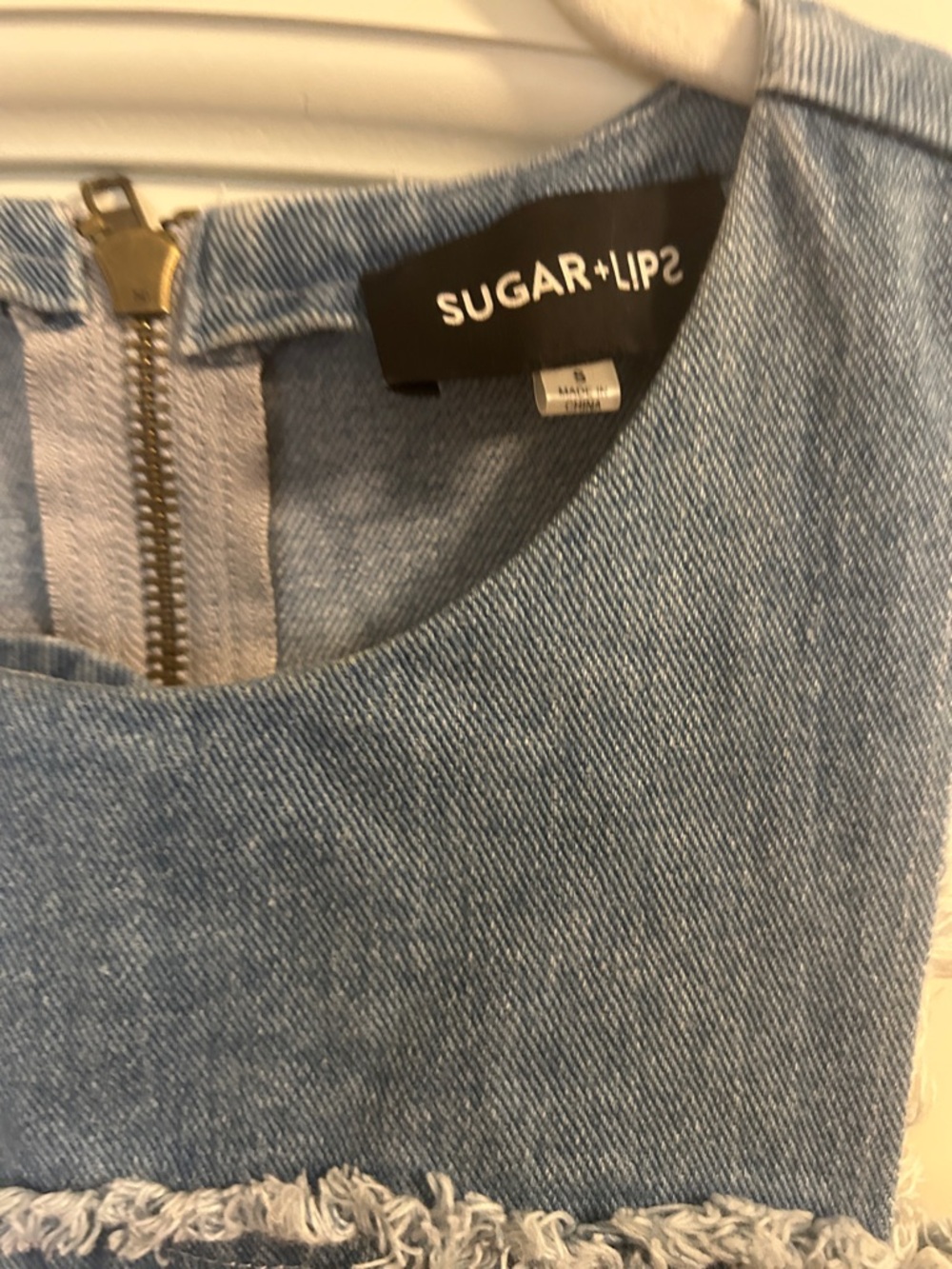 Sugarlips Blue Denim Sundress with Frayed Trim - Picture 2 of 8